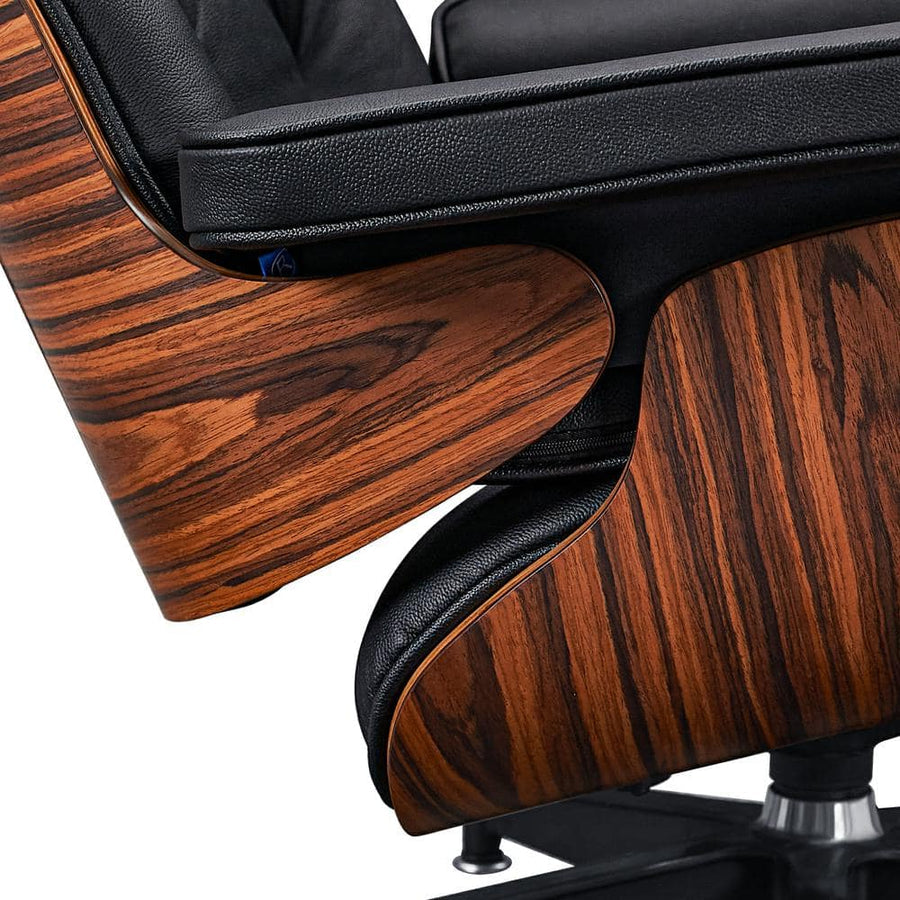 Charles Eames Style XL Version Lounge Chair & Ottoman – Rosewood, Black & White
