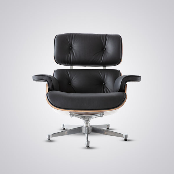 Eames Inspired Mid-Century Lounge Chair & Ottoman - Walnut Wood & Chocolate Brown