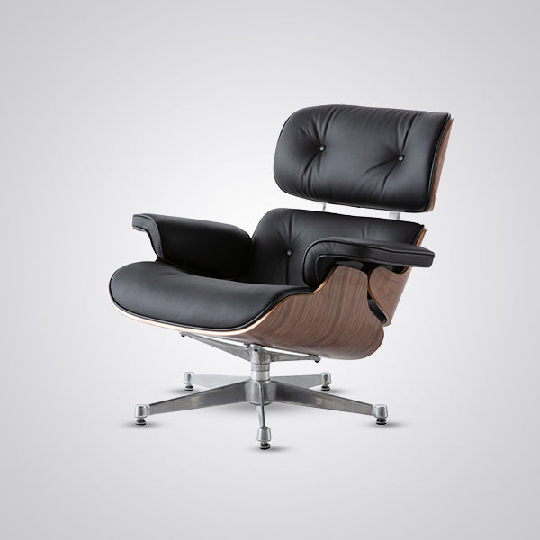 Eames Inspired Mid-Century Lounge Chair & Ottoman - Walnut Wood & White