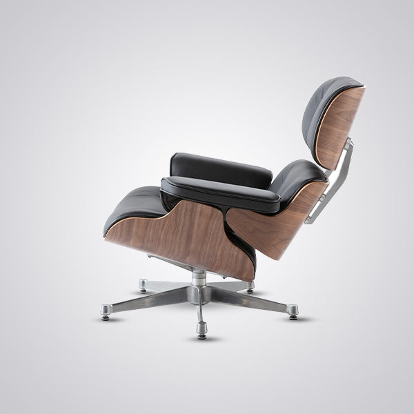 Eames Inspired Mid-Century Lounge Chair & Ottoman - Walnut Wood & White