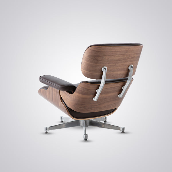 Eames Inspired Mid-Century Lounge Chair & Ottoman - Walnut Wood & White