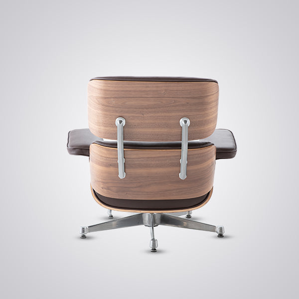 Eames Inspired Mid-Century Lounge Chair & Ottoman – Walnut Wood & Tan Brown | Luxe Furnishes