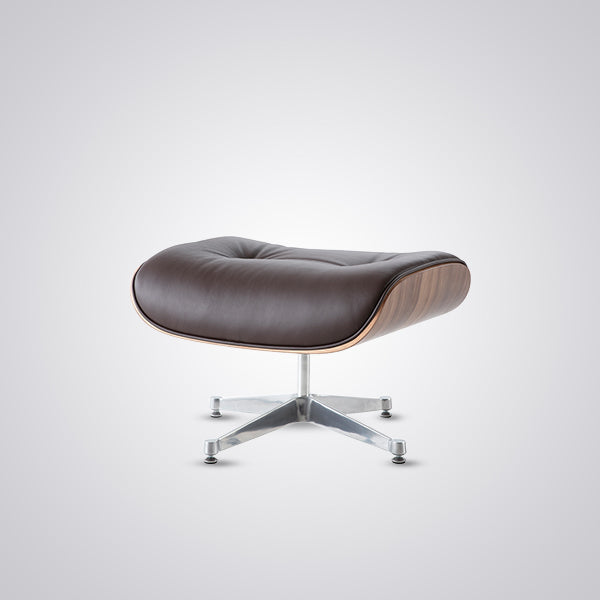 Eames Inspired Mid-Century Lounge Chair & Ottoman - Walnut Wood & Chocolate Brown
