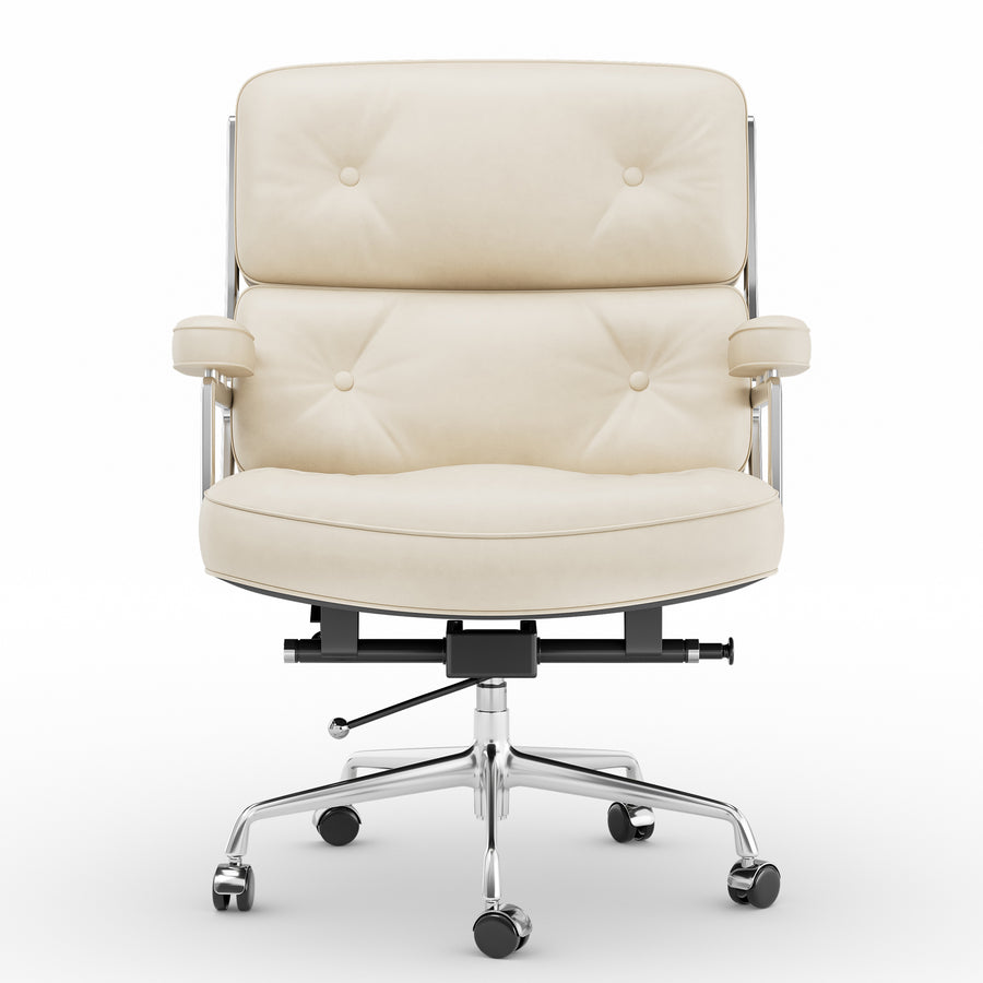 Eames Style Executive Lobby Office Chair - ES104, Ivory White Leather
