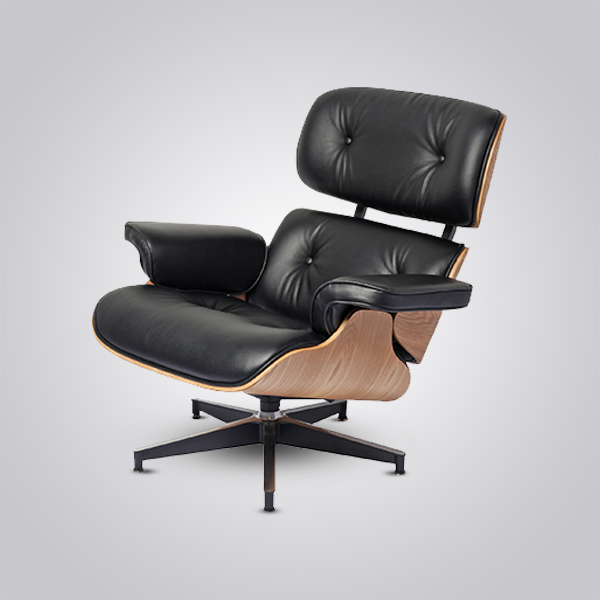 Eames Inspired Mid-Century Lounge Chair & Ottoman - Ash Wood & Black