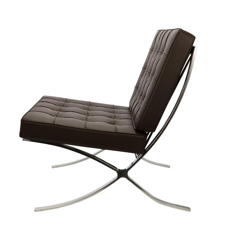 Mies Barcelona Pavilion Chair - Premium Italian Leather, Chocolate Brown