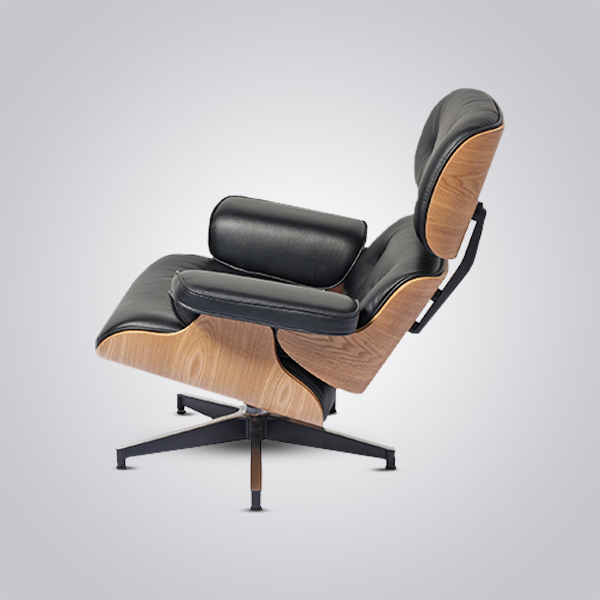 Eames Inspired Mid-Century Lounge Chair & Ottoman - Ash Wood & Black