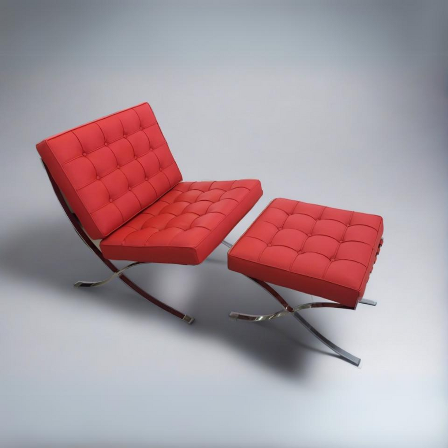 Mies Barcelona Pavilion Chair with Footrest | Black