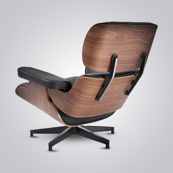 Eames Inspired Mid-Century Lounge Chair & Ottoman - Walnut Wood & White