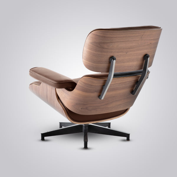 Eames Inspired Mid-Century Lounge Chair & Ottoman – Walnut Wood & Tan Brown | Luxe Furnishes