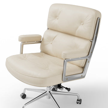 Eames Style Executive Lobby Office Chair - ES104, Ivory White Leather
