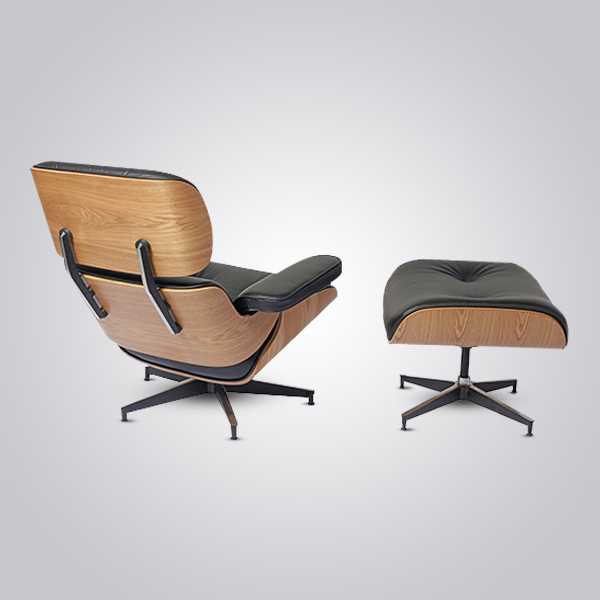 Eames Inspired Mid-Century Lounge Chair & Ottoman - Ash Wood & Black
