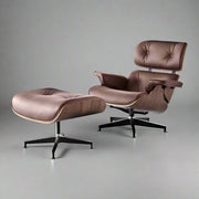 Eames Inspired Mid-Century Lounge Chair & Ottoman - Walnut Wood & White