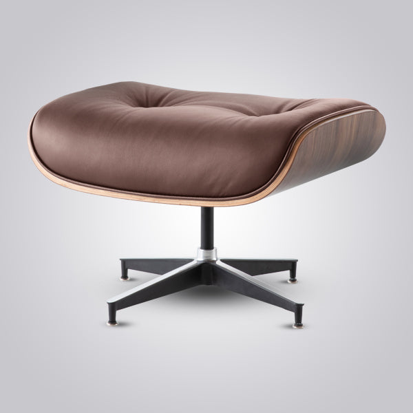 Eames Inspired Mid-Century Lounge Chair & Ottoman - Walnut Wood & Chocolate Brown