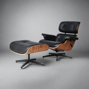 Charles Eames Inspired Iconic Style Lounge Chair & Ottoman - Rosewood & Tan brown
