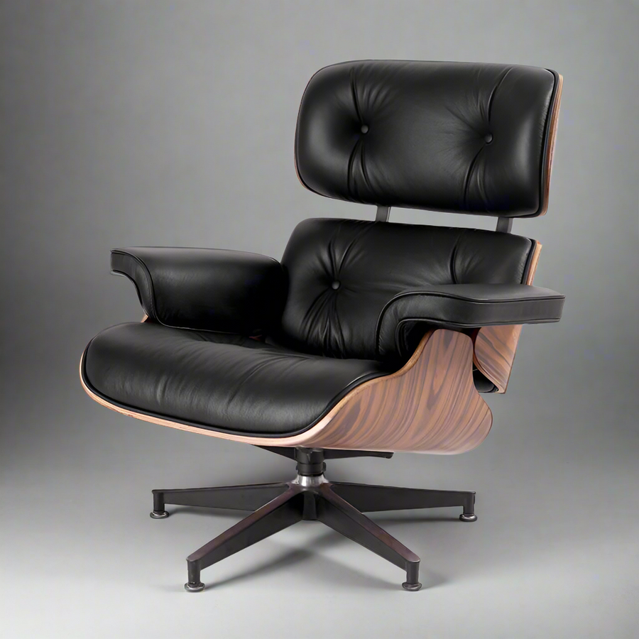 Charles Eames Style XL Version Lounge Chair & Ottoman – Rosewood, Black & White