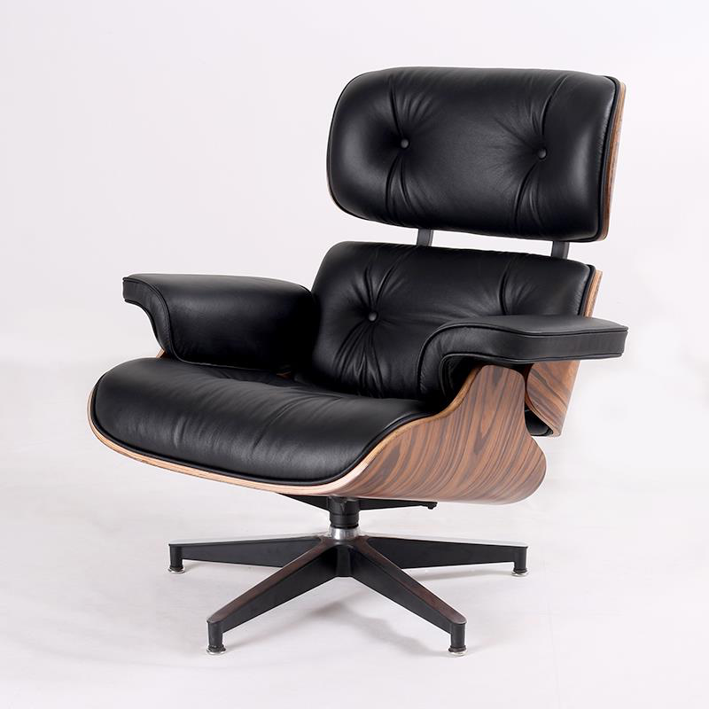 Charles Eames Inspired Iconic Style Lounge Chair & Ottoman - Rosewood & Tan brown