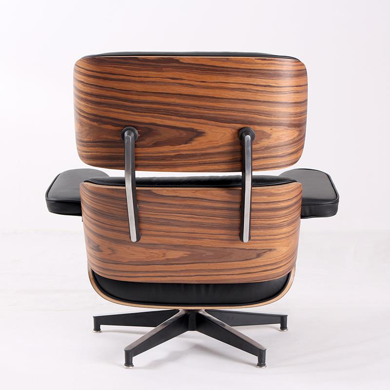 Charles Eames Inspired Iconic Style Lounge Chair & Ottoman - Rosewood & Tan brown