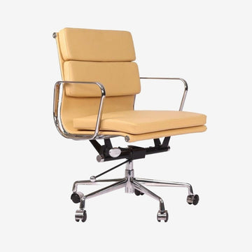 Eames Stylish Soft Pad Office Chair EA 217 - Low Back Cream Leather