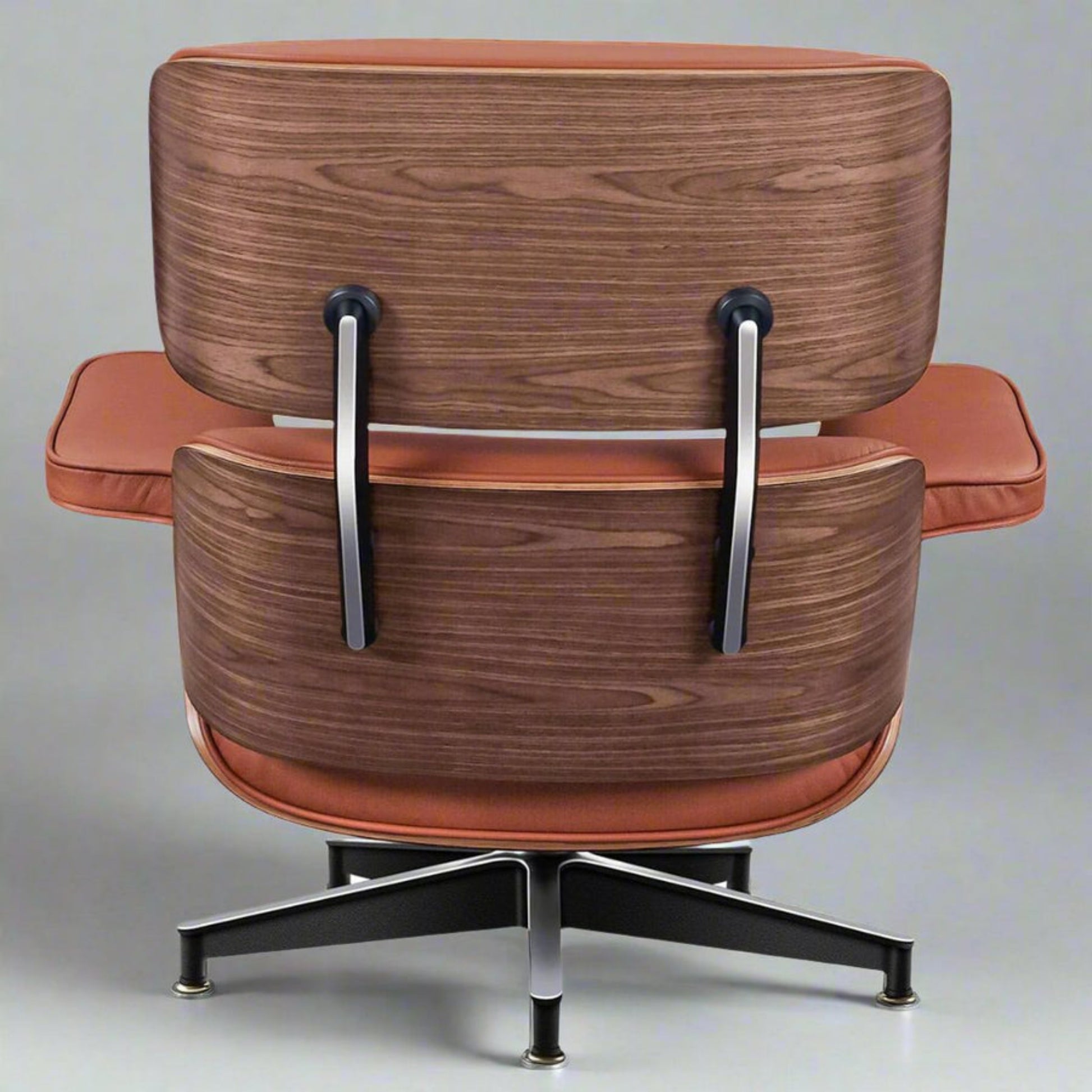 Charles Eames Inspired Mid-Century Iconic Lounge Chair & Ottoman in Walnut Wood and Black