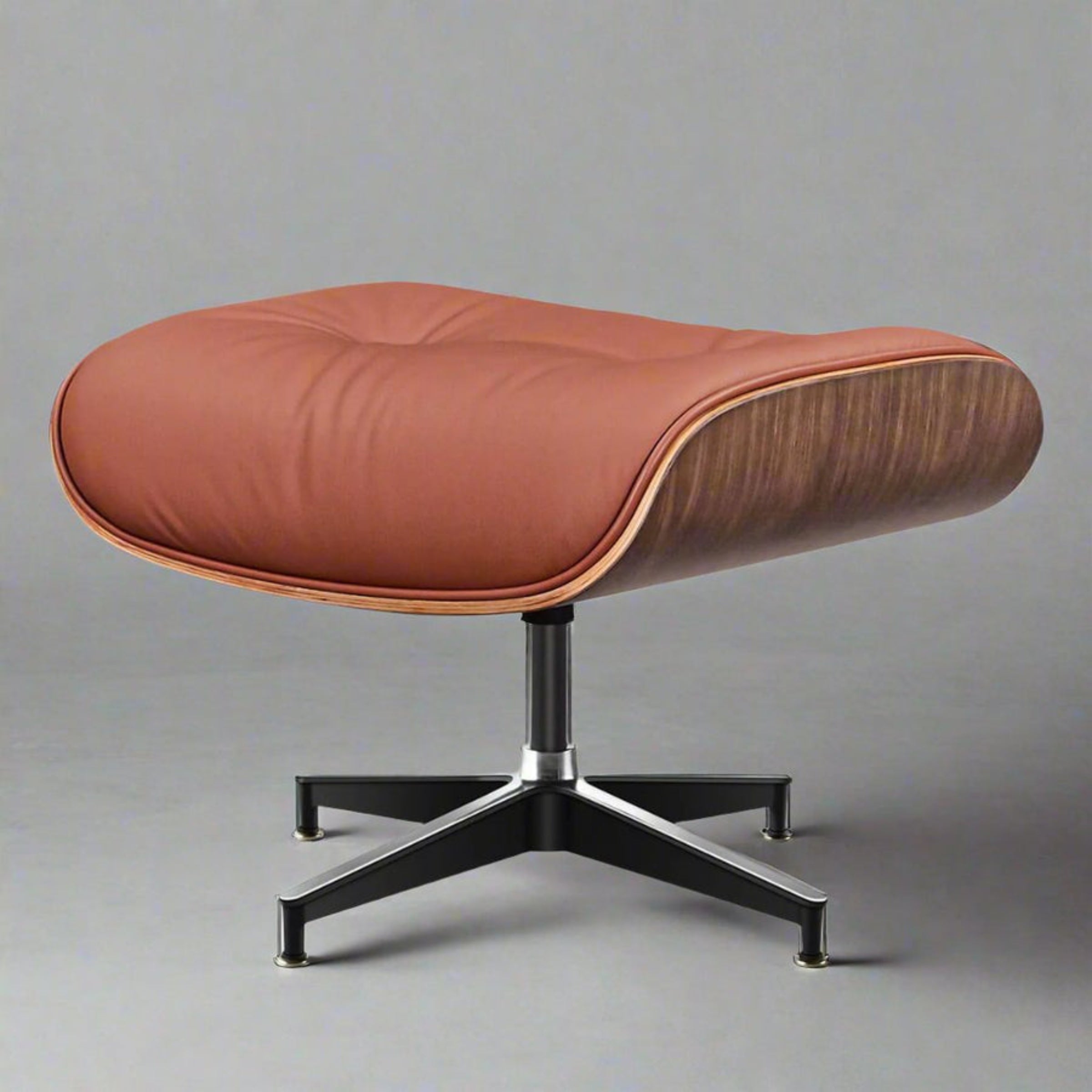Charles Eames Inspired Mid-Century Iconic Lounge Chair & Ottoman in Walnut Wood and Black
