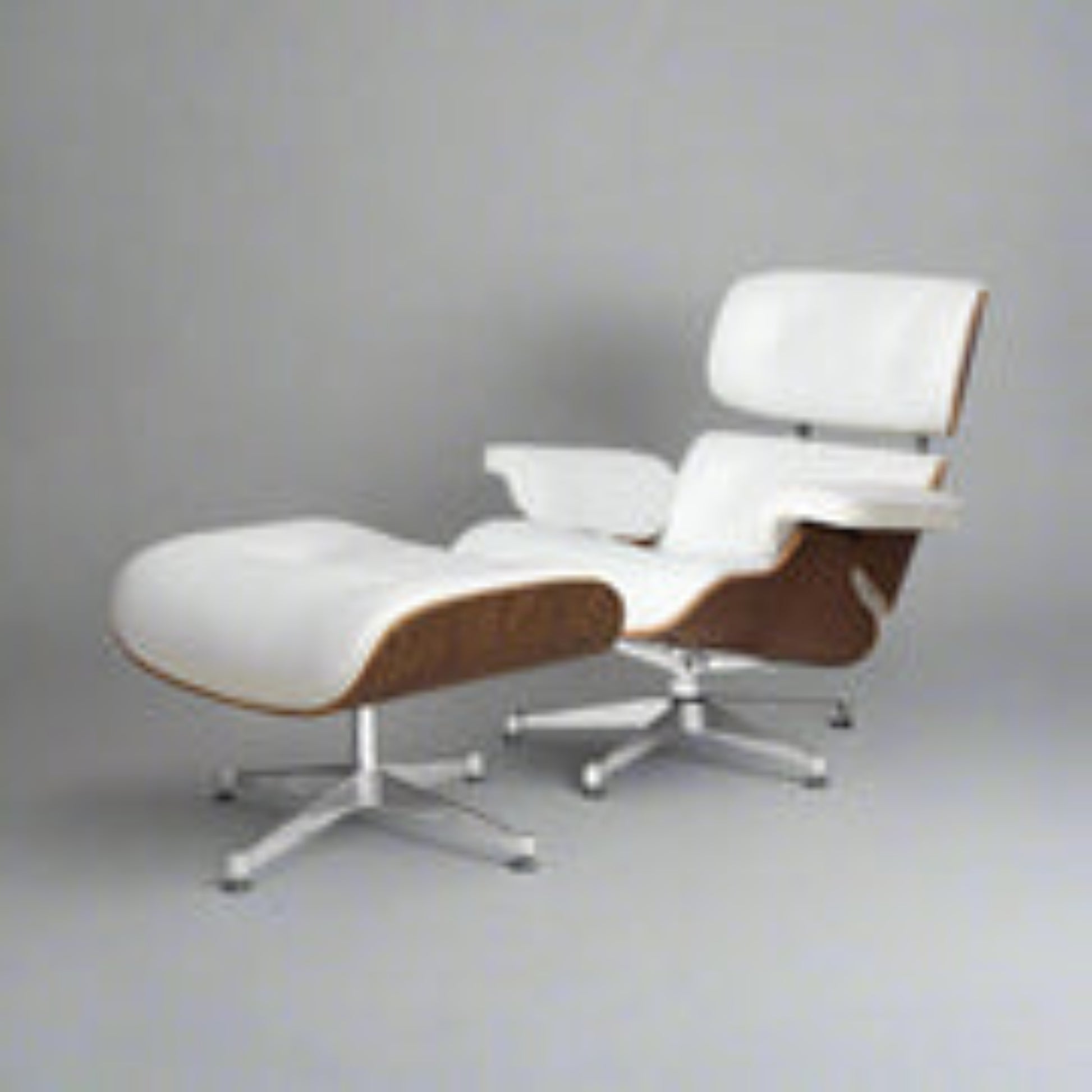 Charles Eames Inspired Mid-Century Iconic Lounge Chair & Ottoman in Walnut Wood and Black
