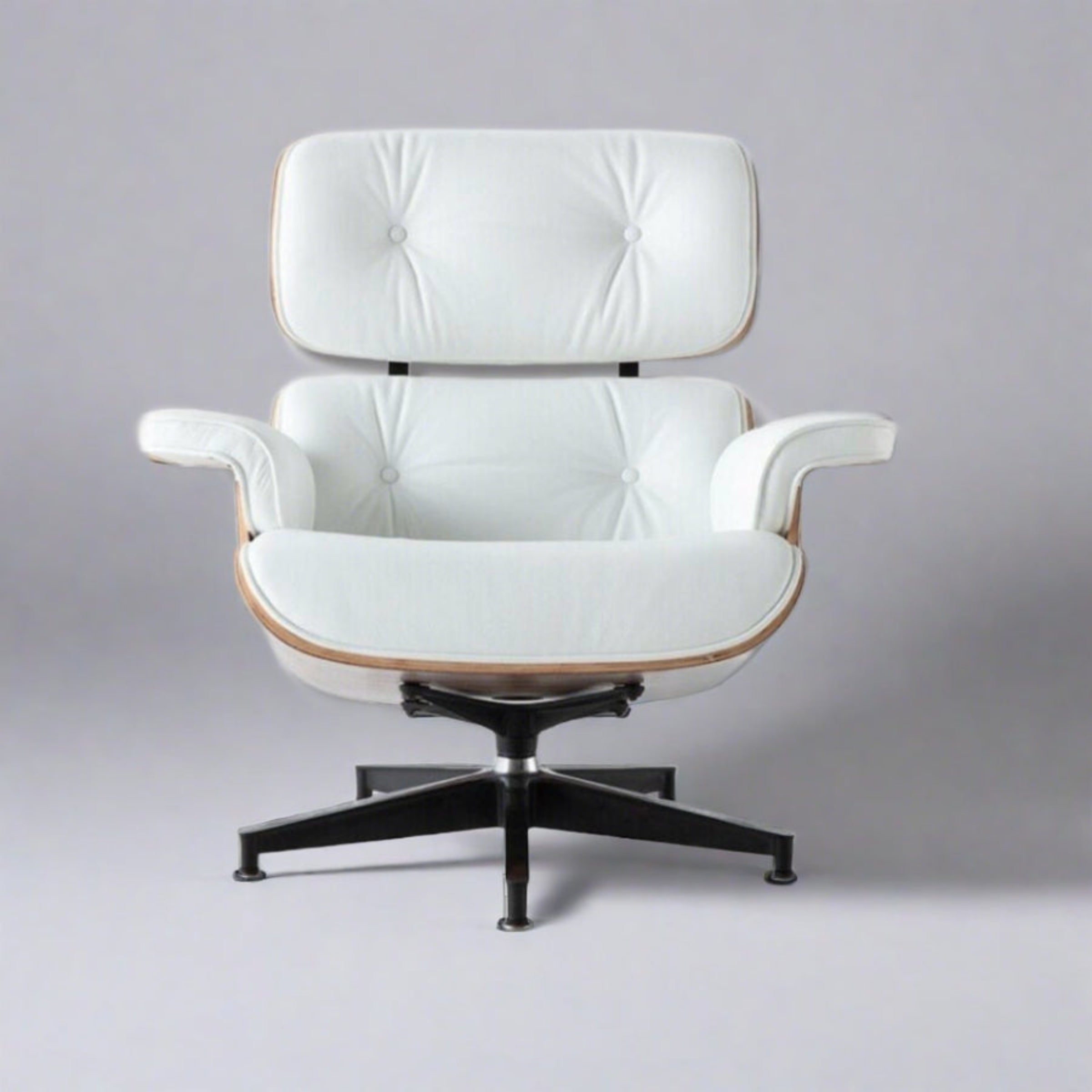 Charles Eames Inspired Mid-Century Iconic Lounge Chair & Ottoman in Walnut Wood and Black