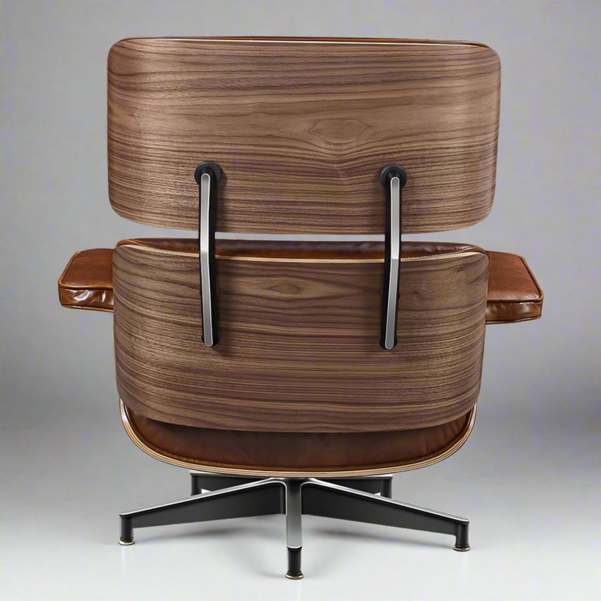 Charles Eames Style XL Version Lounge Chair & Ottoman – Walnut Wood, Waxed Vintage Tan