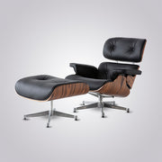 Charles Eames Inspired Iconic Style Lounge Chair & Ottoman - Rose Wood & White