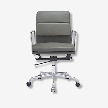 Eames Stylish Soft Pad Office Chair EA 217 - Low Back Elegant Dark Grey Leather
