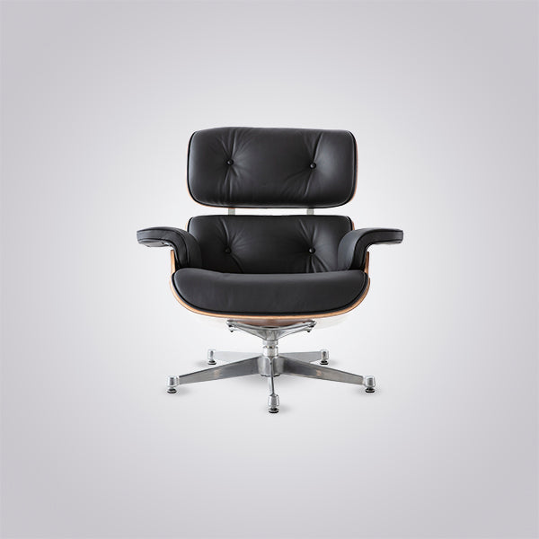 Charles Eames Inspired Iconic Style Lounge Chair & Ottoman - Rose Wood & White