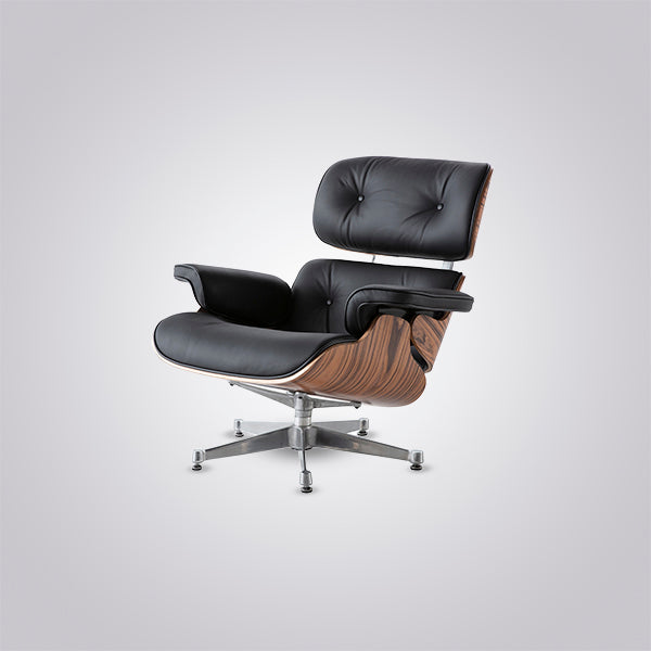 Charles Eames Inspired Iconic Style Lounge Chair & Ottoman - Rose Wood & White