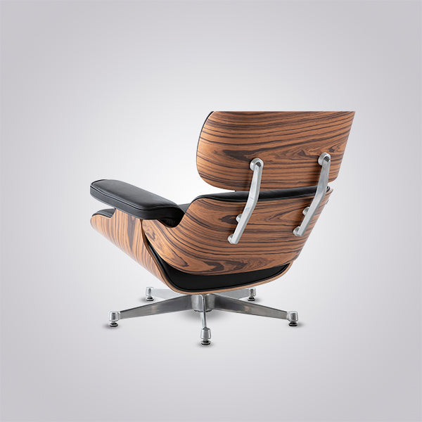 Eames Inspired Mid-Century Iconic Lounge Chair & Ottoman in Rose Wood and Black