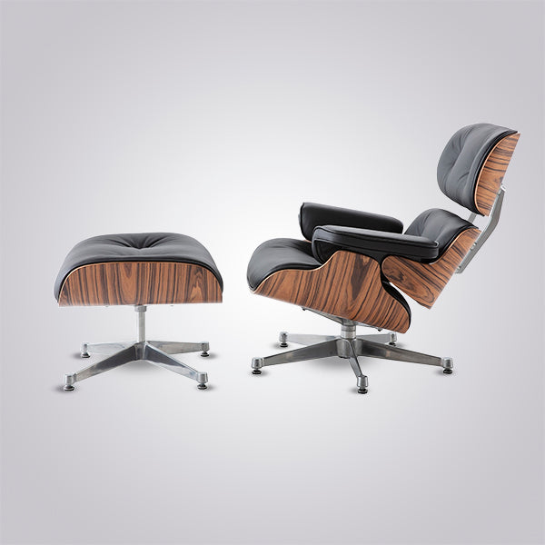 Eames Inspired Iconic Style Lounge Chair & Ottoman in Rose Wood Chocolate Brown