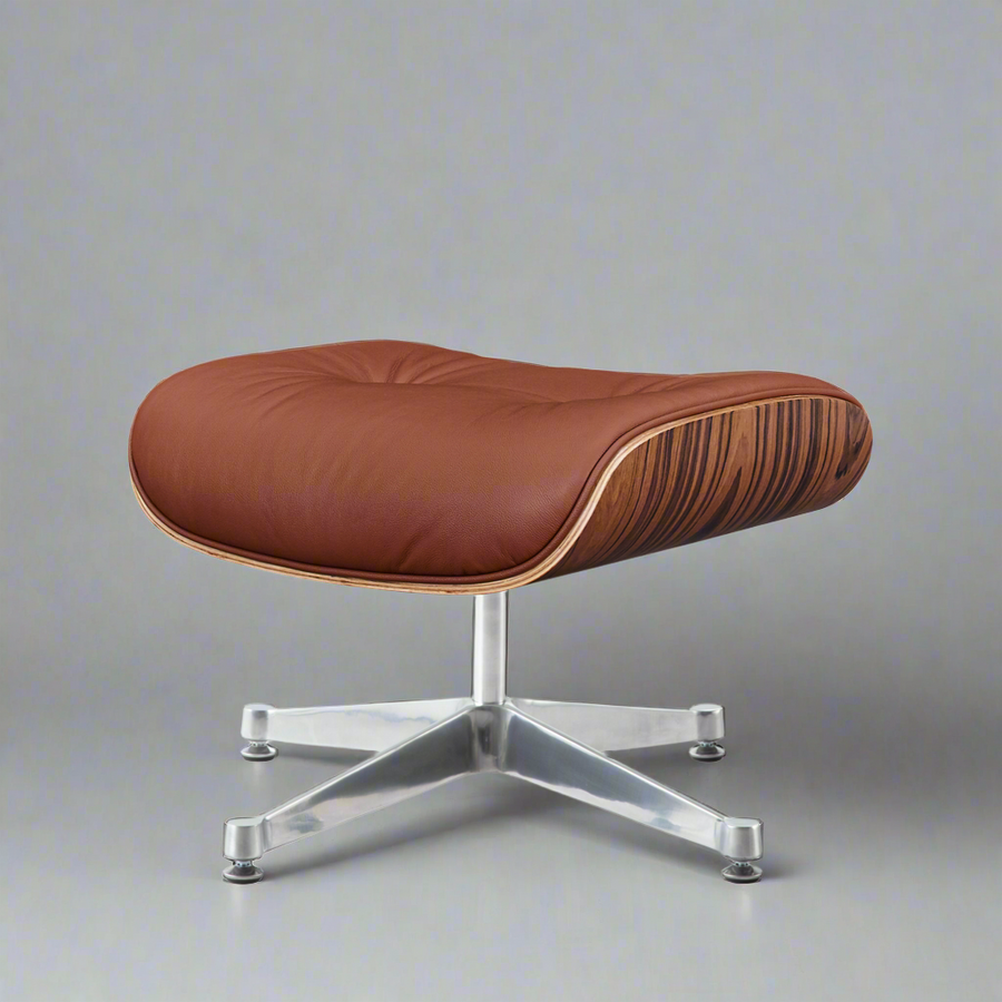 Eames Inspired Mid-Century Iconic Lounge Chair & Ottoman in Rose Wood and Black