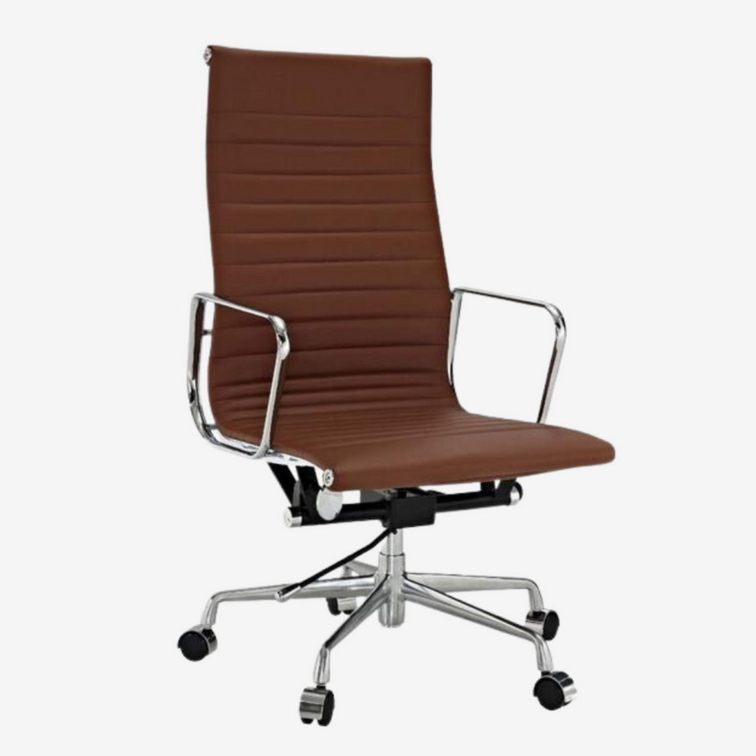 Eames Inspired Elegant High Back Thin Pad Office Chair Brown