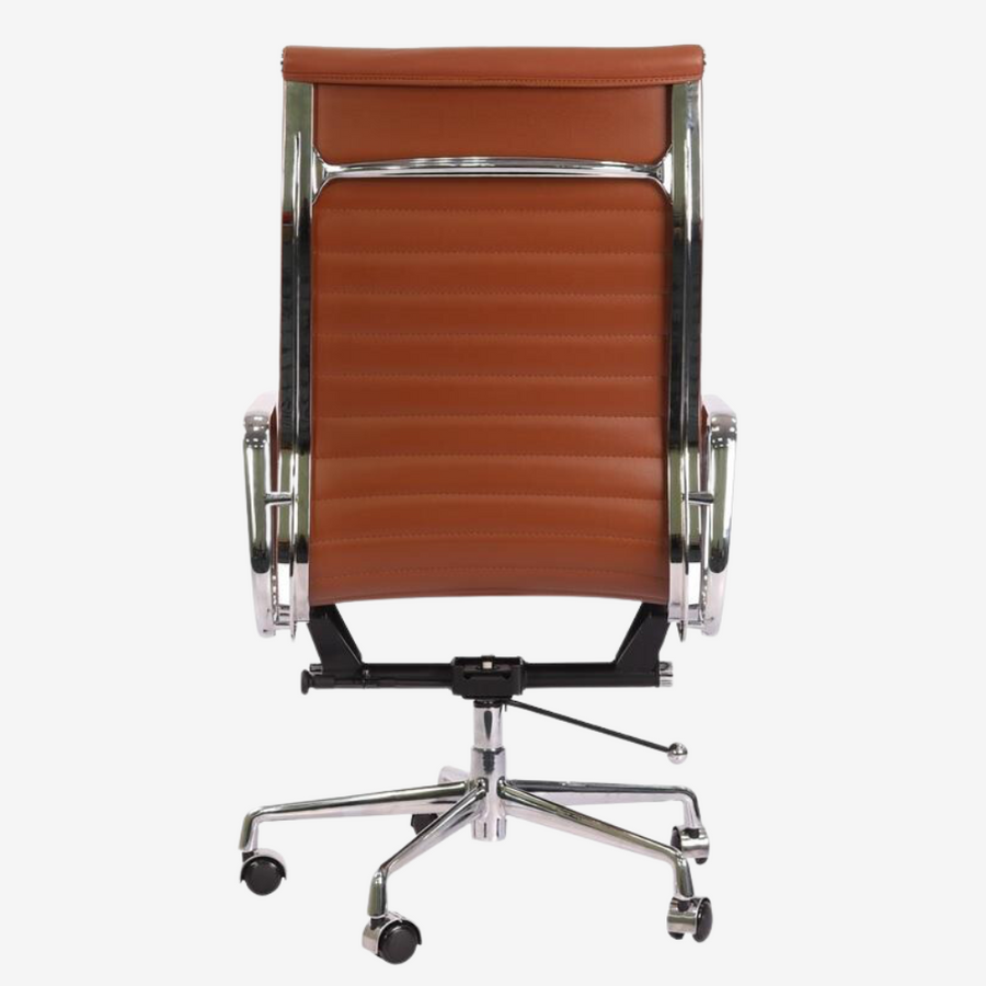 Eames Elegant Thin Pad Office Chair EA 119 - Ripped High Back, Ivory White Leather