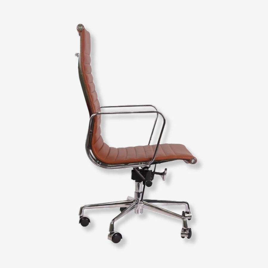 Eames Elegant Thin Pad Office Chair EA 119 - Ripped High Back, Ivory White Leather