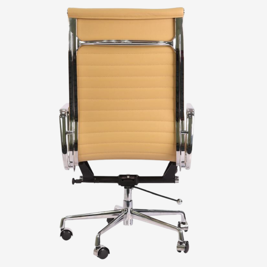 Eames Elegant Thin Pad Office Chair EA 119 - Ripped High Back, Ivory White Leather