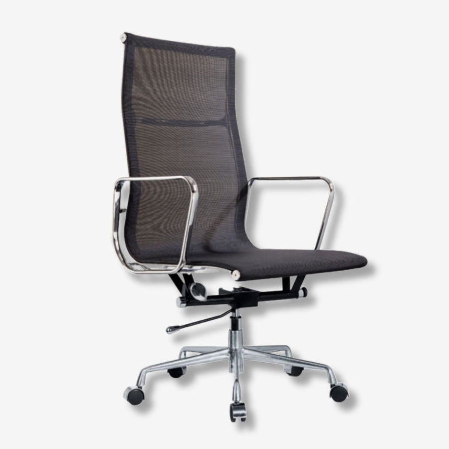 Modern Eames Meshed Office Chair EA 119 - Supportive High Back, Black Edition