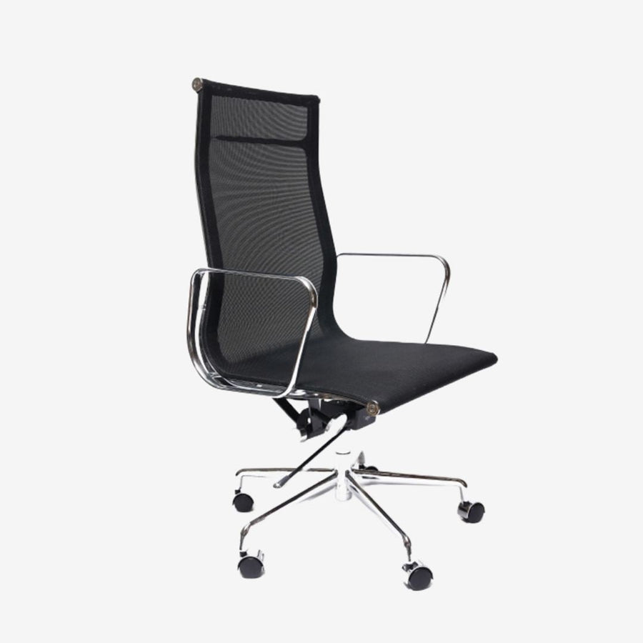 Modern Eames Meshed Office Chair EA 119 - Supportive High Back, Black Edition