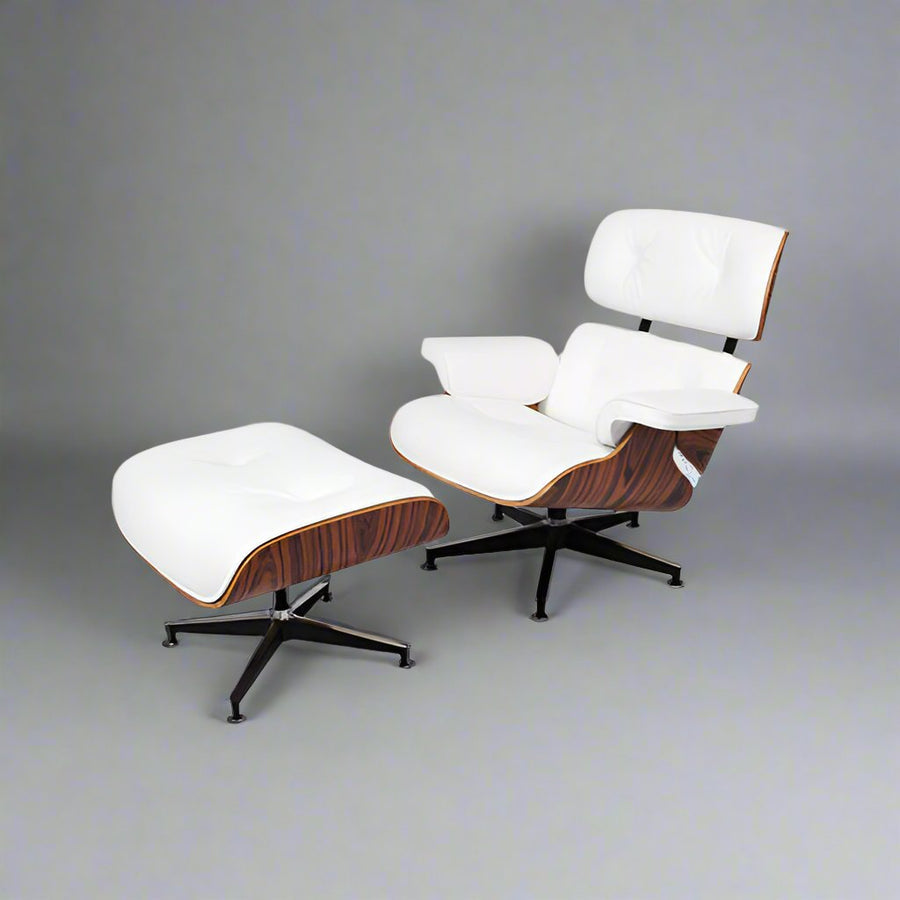Eames Inspired Iconic Style Lounge Chair & Ottoman in Rose Wood Chocolate Brown