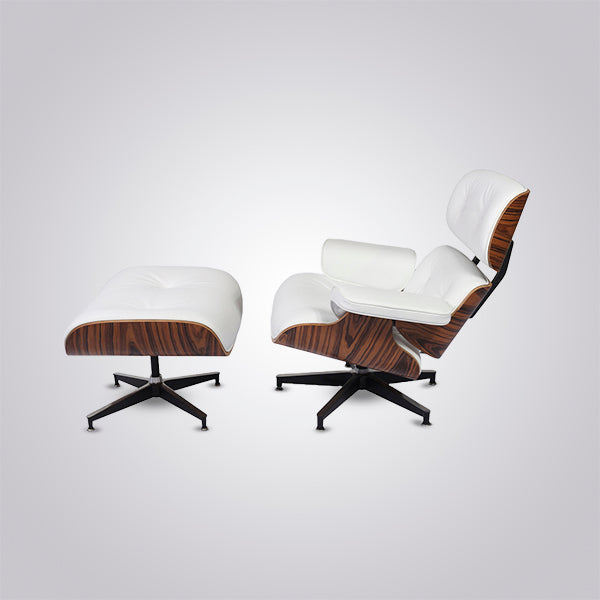 Eames Inspired Mid-Century Iconic Lounge Chair & Ottoman in Rose Wood and Black