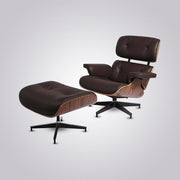 Eames Inspired Mid-Century Iconic Lounge Chair & Ottoman in Rose Wood and Black