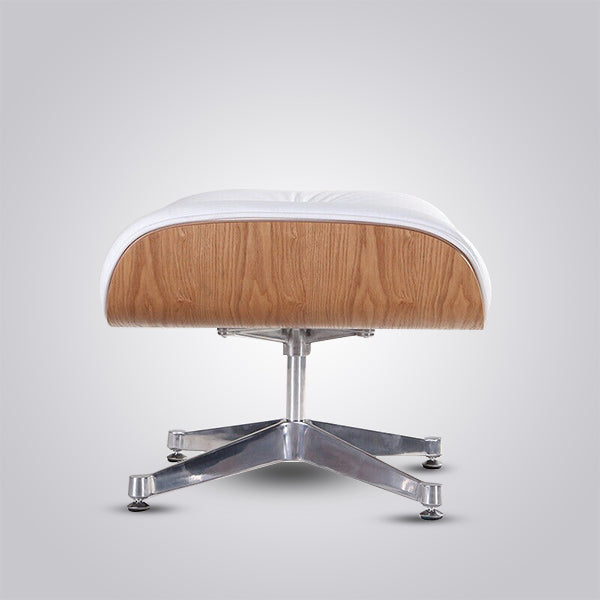 Eames Inspired Mid-Century Iconic Lounge Chair & Ottoman in Ash Wood and White