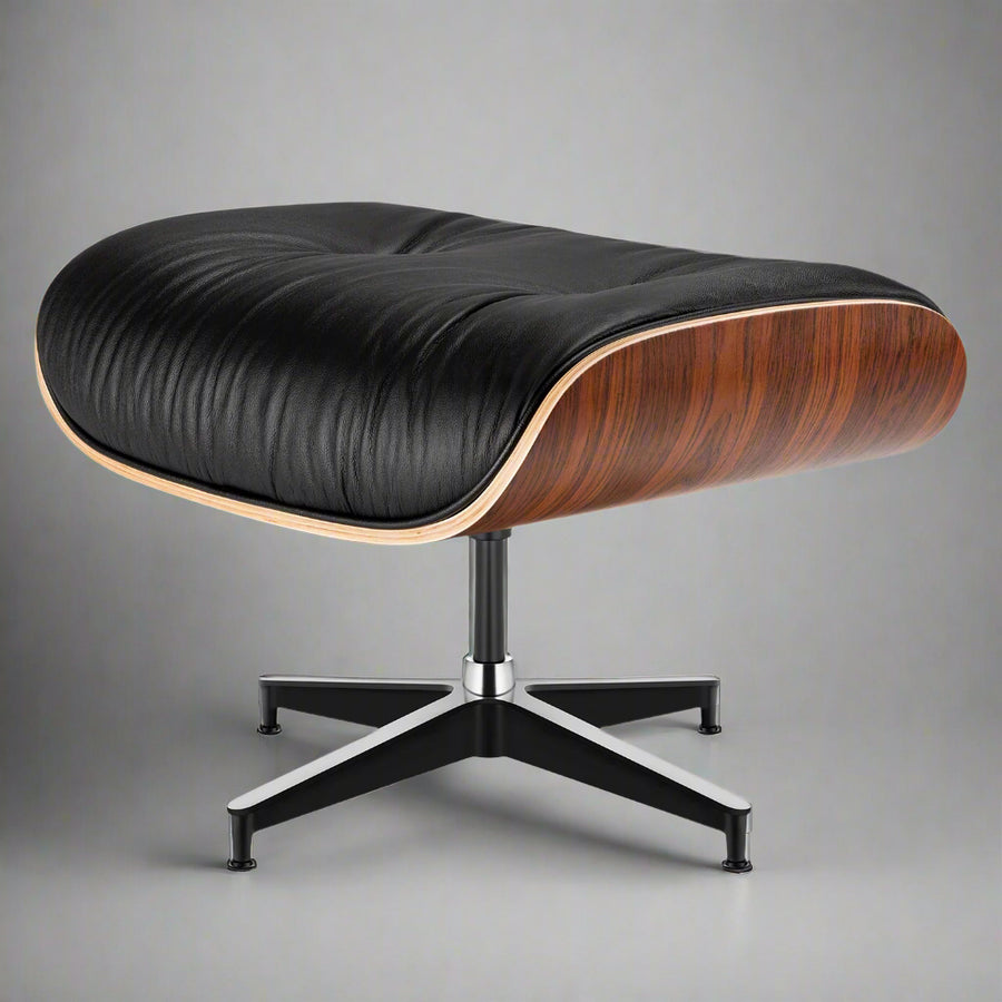 Charles Eames Style XL Version Lounge Chair & Ottoman – Rosewood, Black & White