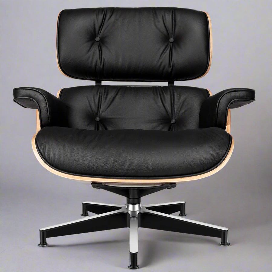 Charles Eames Style XL Version Lounge Chair & Ottoman – Rosewood, Black & White