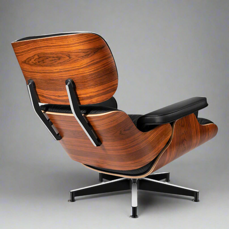 Charles Eames Style XL Version Lounge Chair & Ottoman – Rosewood, Black & White