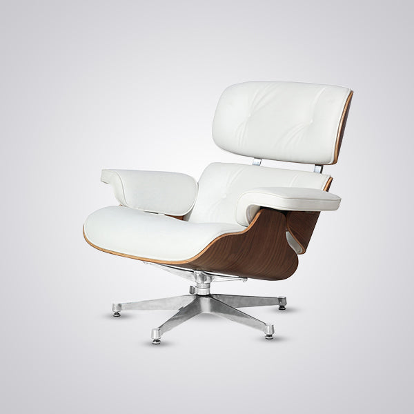 Eames Inspired Mid-Century Lounge Chair & Ottoman - Walnut Wood & Chocolate Brown