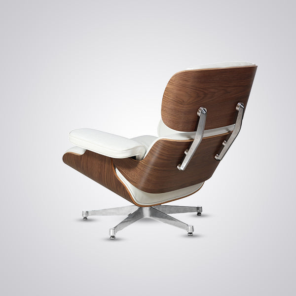 Eames Inspired Mid-Century Lounge Chair & Ottoman - Walnut Wood & Chocolate Brown